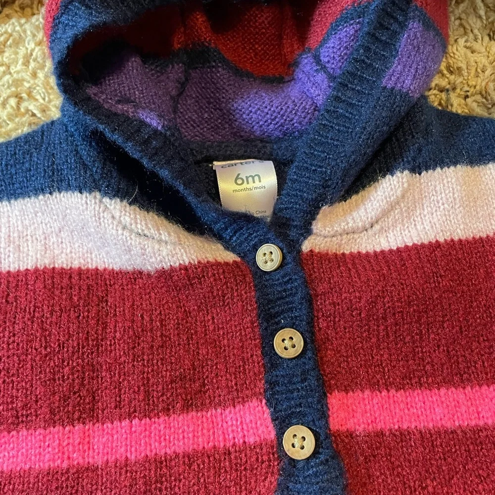 NWT CARTER’S Baby Girl Vest Just like Mom’s Multi colors STRIPED PULLOVER SZ 6M